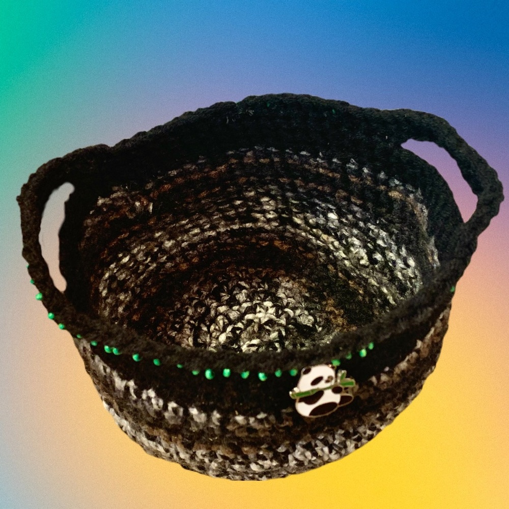 Boho Panda crochet coil basket